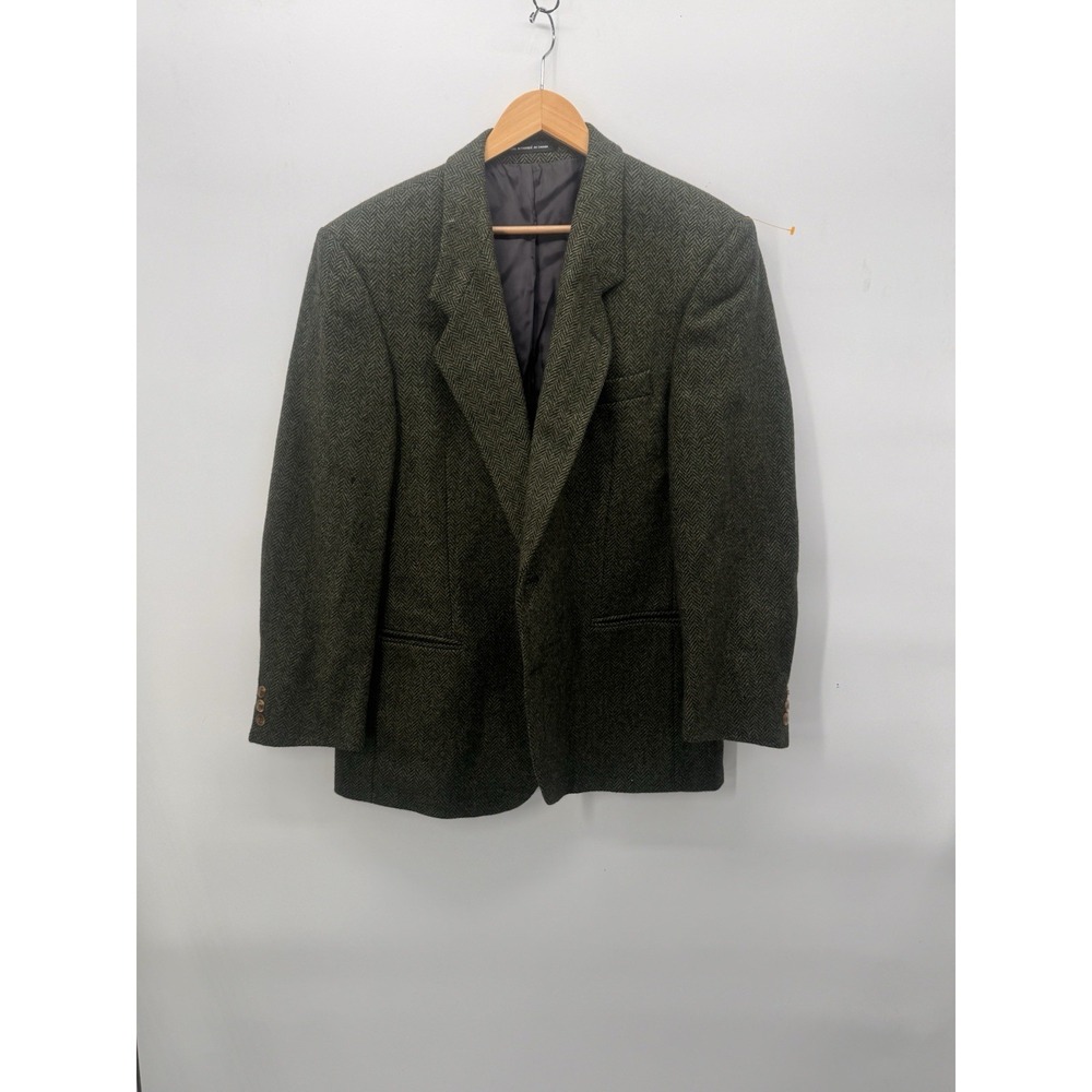 Vintage Bellissimo Hill 100%‎ Wool Green Houndstooth Union Made in Canada XL